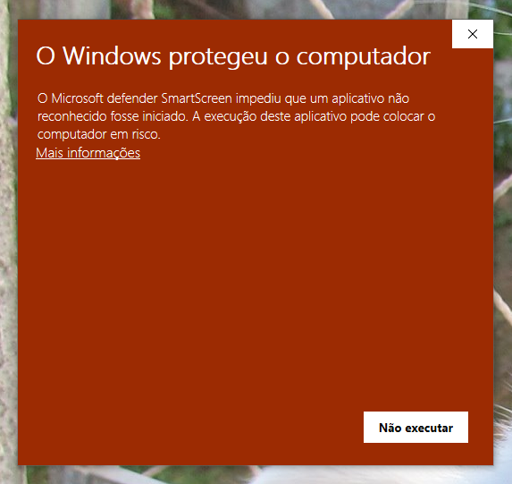 Windows bloqueando a instalação — clique em Mais informações